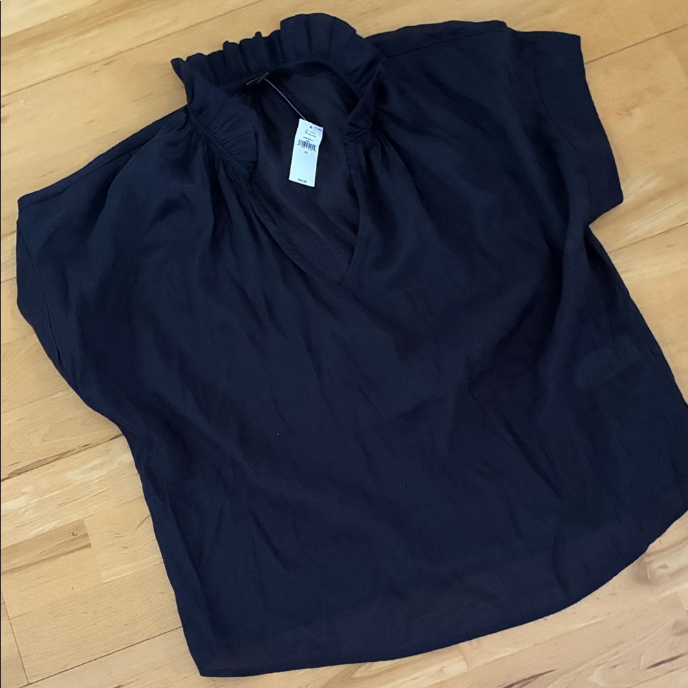 Banana republic Blouse with Ruffled Collar Navy Blue NEW